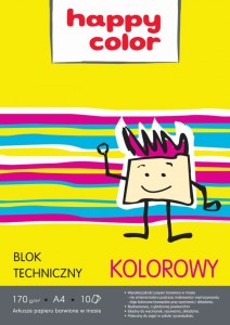 Blok techniczny kolorowy A4, 170g, 10 ark, Happy Color