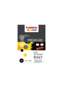 Blok techniczny PREMIUM biały A4, 250g, 10 ark, Happy Color