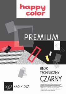 Blok techniczny PREMIUM czarny A3, 220g, 10 ark, Happy Color
