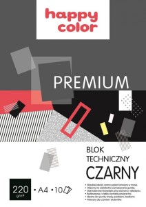 Blok techniczny PREMIUM czarny A4, 220g, 10 ark, Happy Color