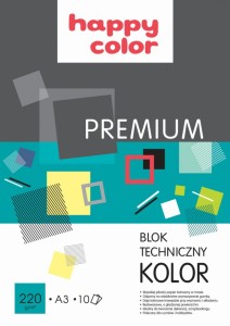 Blok techniczny PREMIUM kolorowy A3, 220g, 10 ark, Happy Color