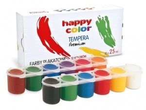 Farba plakatowa Tempera, 12 kol x 25ml, Happy color