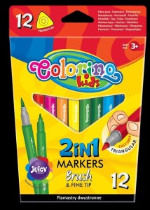 Flamastry pędzelkowe dwustronne 12 kol. Colorino Kids