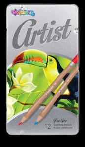 Kredki ołówkowe okrągłe ARTIST 12 kol. Metalowe pudełko Colorino Kids