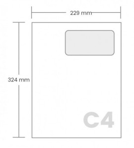 KOPERTA C4 229x324 SK BIAŁA OKNO PRAWE 250szt