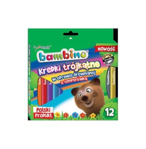 KREDKI 12 KOLORÓW 15cm TRÓJKĄTNE DR.BAMBINO +TEMP*