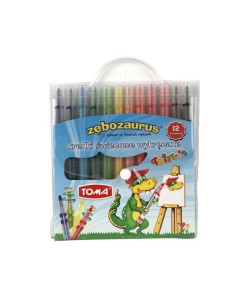 KREDKI TWIST WYKRĘCANE ŚWIECOWE ZĘBOZAURUS 12KOL.
