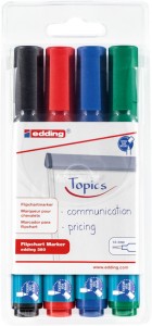 Marker do flipchartów a8 e-380/4 EDDING, 1,5-3 mm, 4 szt., mix kolorów