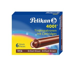 NABOJE PELIKAN KRÓTKIE TP 6szt BRĄZOWE