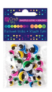 RUCHOME OCZKA Z RZĘSAMI SAMOP. MIX KOLOROWE 36szt