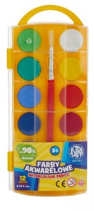 Farby akwarelowe Astra 12 kolorów - fi 23,5 mm z eurozawieszką