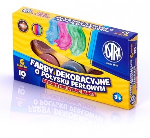 Farby dekoracyjne Astra o połysku perłowym 6 kolorów - 10 ml