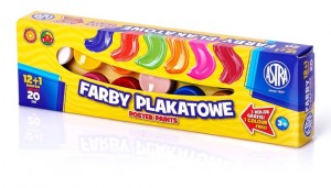 Farby plakatowe Astra 13 kolorów - 20 ml 12+1 kolor gratis