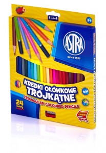 Kredki ołówkowe trójkątne Astra 24 kolory
