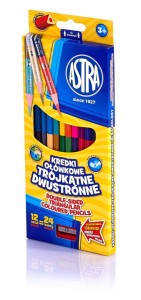 Kredki ołówkowe trójkątne dwustronne Astra 12=24 kolory