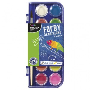 FARBY AKWARELOWE 12 KOLORÓW KIDEA