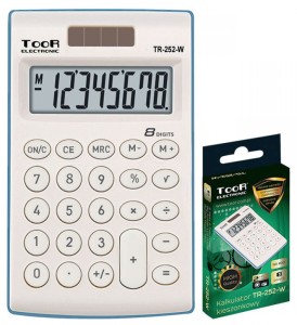 Kalkulator kieszonkowy TOOR TR-252-W 8-pozycyjny - 2 typy zasilania