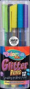 Długopisy brokatowe trójkątne 12 kol. Colorino Kids