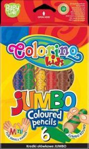 Kredki ołówkowe Jumbo 6 kol naturalne drewno + tem. Colorino Kids