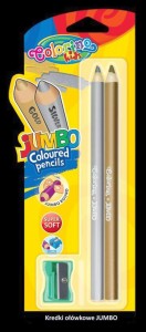 Kredki ołówkowe okrągłe Jumbo 2 szt. srebrna + złota blister Colorino Kids new
