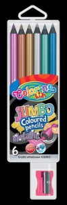 Kredki ołówkowe okrągłe Jumbo 6 kol Metallic + tem. Colorino Kids