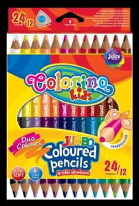 Kredki ołówkowe trójkątne 17,5 cm Jumbo 12 szt / 24 kol. Colorino Kids new