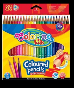 Kredki ołówkowe trójkątne 24 kol Colorino Kids new