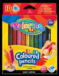 Kredki ołówkowe trójkątne 6,5cm Jumbo 10 kol + tem. Colorino Kids