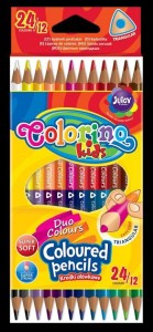 Kredki ołówkowe trójkątne dwukolorowe 12 szt / 24 kol. Colorino Kids