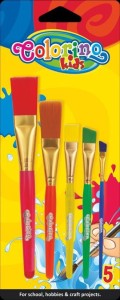 Pędzelki akrylowe Jumbo 5 szt. kolor blister Colorino Kids
