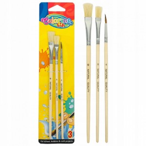 Pędzelki szkolne 3 szt. blister Colorino Kids