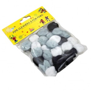 POMPONY 2,5cm 30szt ODCIENIE SZAROŚCI LE19-03