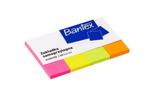 Zakładki samoprzylepne 20x50mm w okładce, 4 kolory po 40 kartek