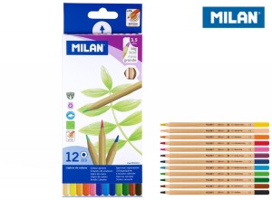 Kredki ołówkowe MILAN BIG LEAD 213 sześciokątne, 12 kolorów w kartonowym opakowaniu