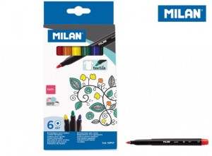 Flamastry MILAN TEXTILE 667 do tkanin, 6 kolorów w kartonowym opakowaniu