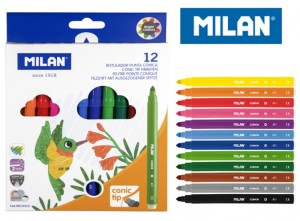 Flamastry MILAN CONIC 631, 12 kolorów w kartonowym opakowaniu