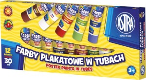 Farby plakatowe Astra 12 kolorów - tuba 30 ml