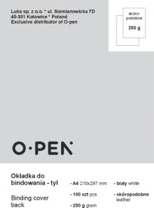 KARTON OKŁADKA DO BINDOWANIA TYŁ 250 g 100szt BIAŁE