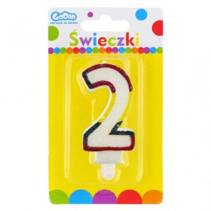 Świeczka cyferka z brokatem "2"