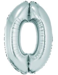Balon foliowy "Cyfra 0", srebrna, 92 cm