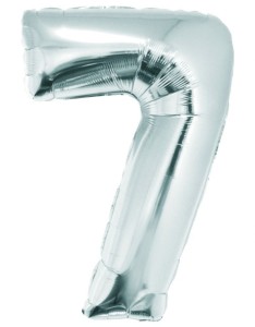 Balon foliowy "Cyfra 7", srebrna, 92 cm