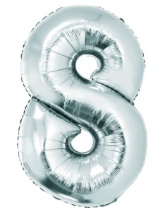 Balon foliowy "Cyfra 8", srebrna, 92 cm