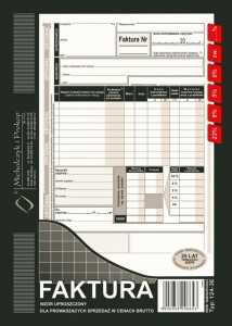Faktura wzór uproszczony dla prowadzących sprzedaż w cenach brutto