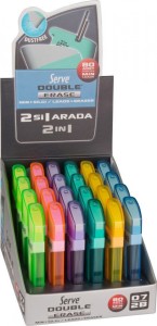 DOUBLE ERASE wkł.graf. 80szt. 0,7mm + Guma x24 DISP. MIX