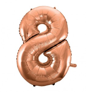 Balon foliowy "Cyfra 8", różowo-złota, 92 cm