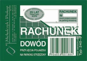 Rachunek-dowód przyjęcia pojazdu na parking strzeżony