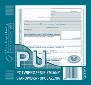 Potwierdzenie zmiany stanowiska-uposażenia