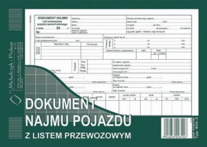 Dokument najmu pojazdu z listem przewozowym