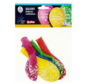 Balony Premium W Dniu Urodzin, 12 cali / 5 szt.