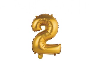 Balon foliowy "Cyfra 2", złota, matowa, 35 cm